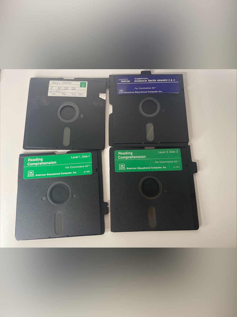 Commodore 64 C64 Educational Software Lot 4 Disks English Math Science Reading